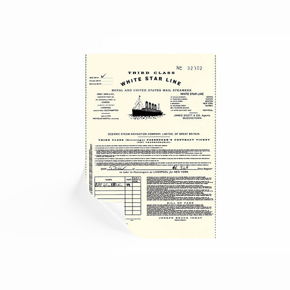 Third Class Boarding Pass Print | Titanic