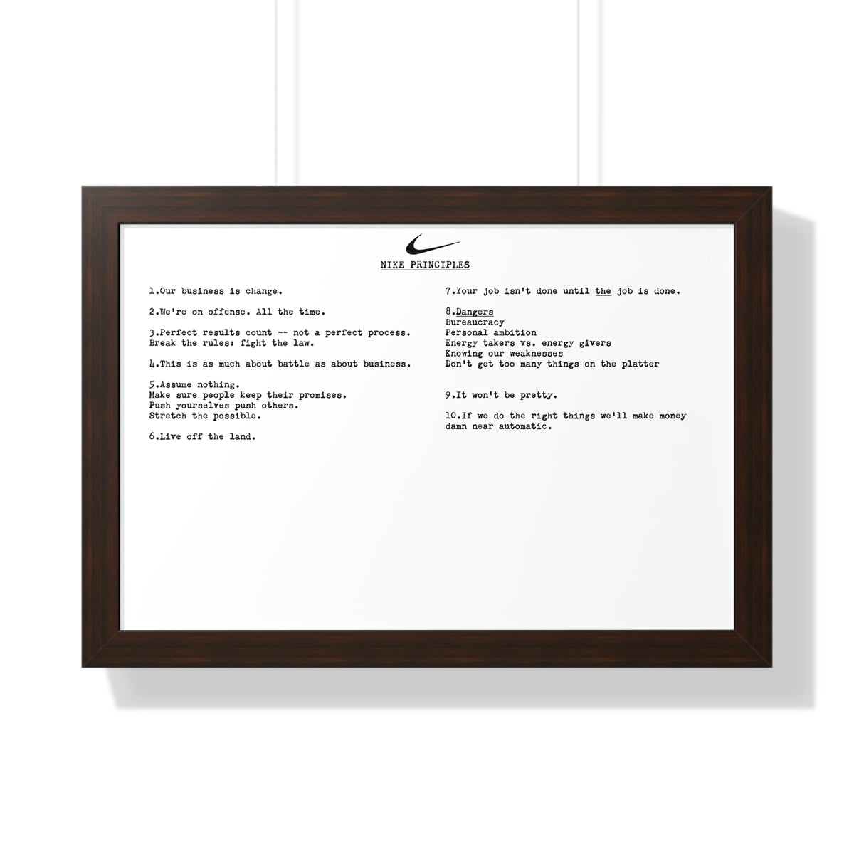 Nike Principles Framed Poster | Air | ReplicaPropStore