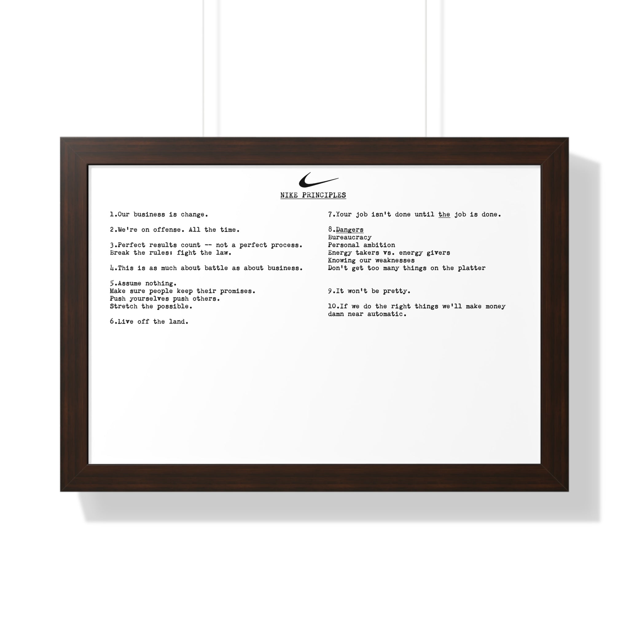 Nike Principles Framed Poster | Air | ReplicaPropStore