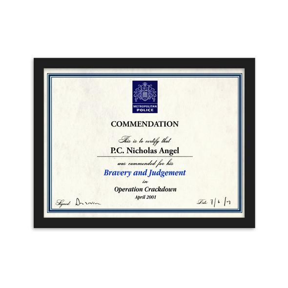 Nicholas Angel Framed Commendations Set Hot Fuzz