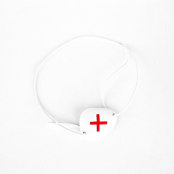 Elle Driver White Leather Eye Patch Red Cross - Replica Prop Store
