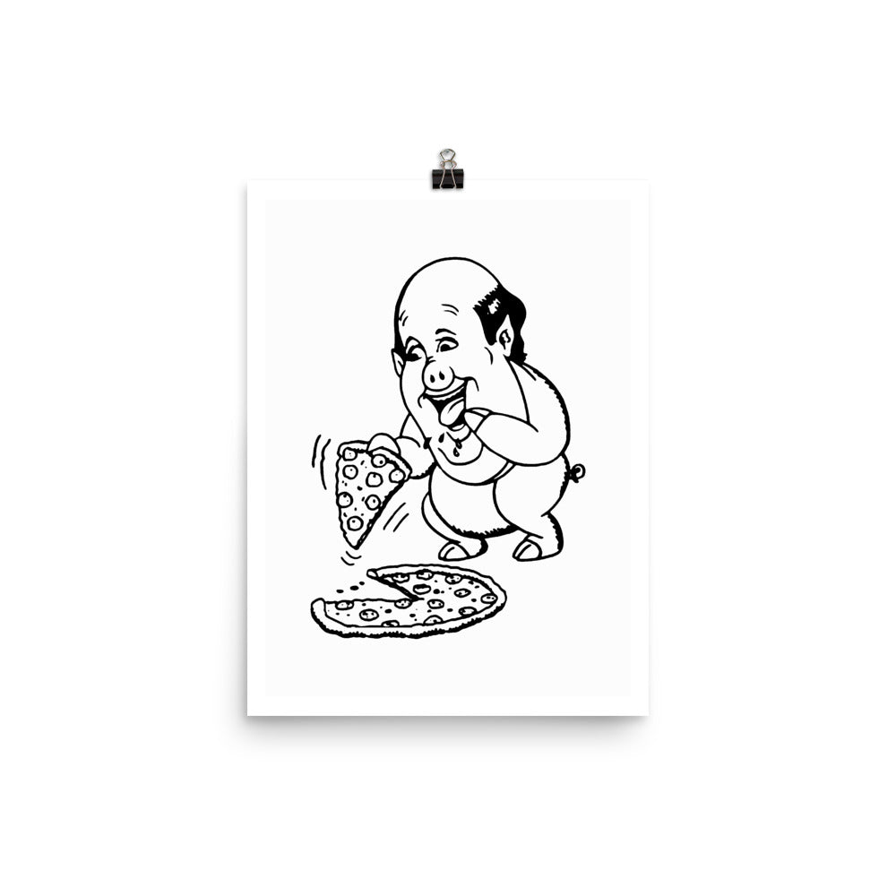 Kevin Eating Pizza Caricature Poster | The Oddice